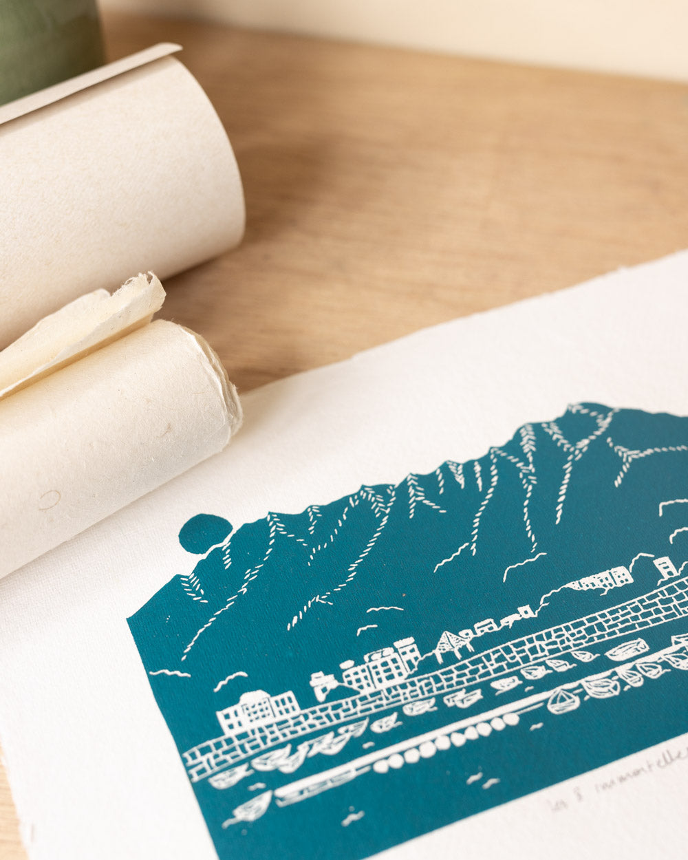 Les 8 Immortels - Original Linoprint