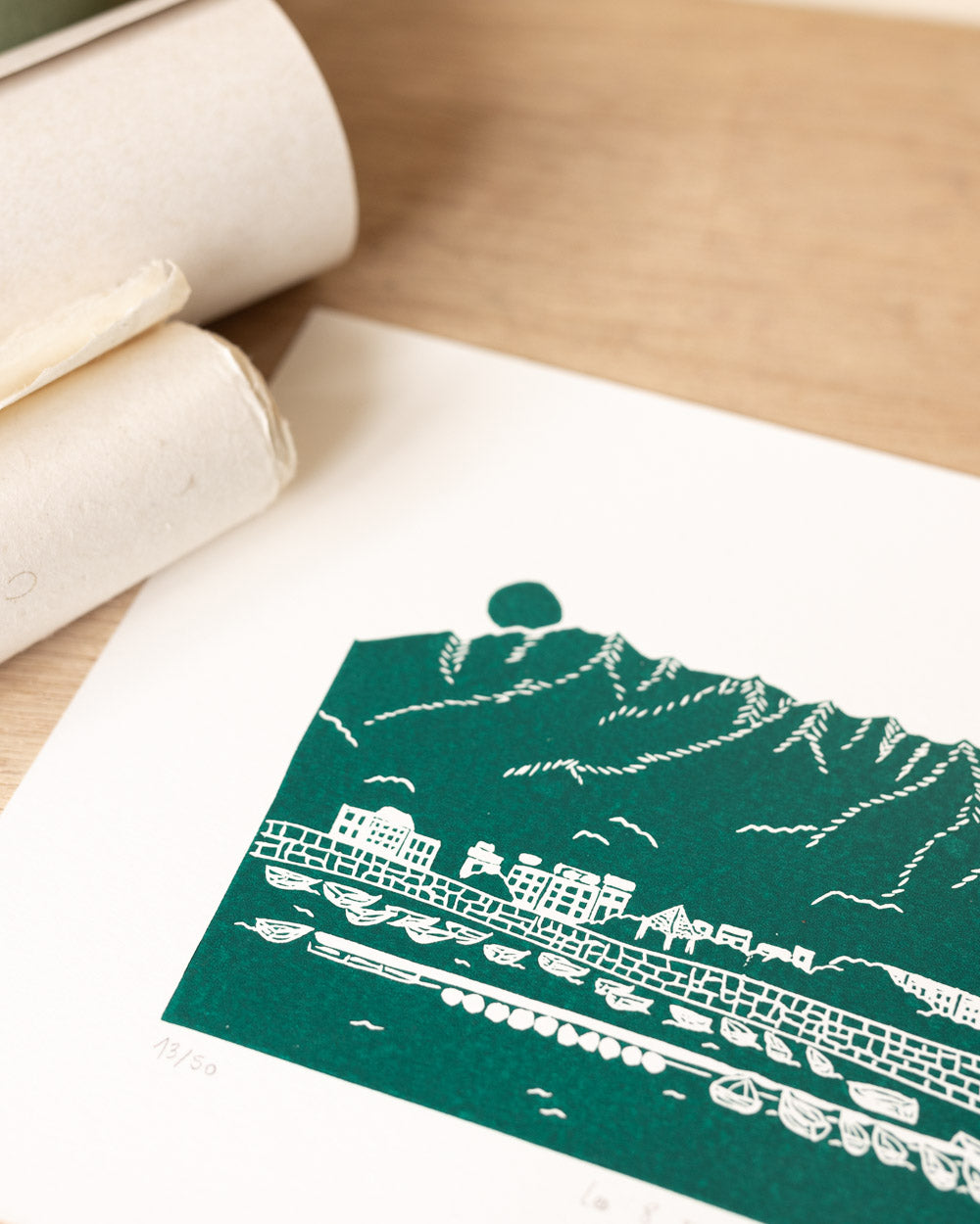 Les 8 Immortels - Original Linoprint