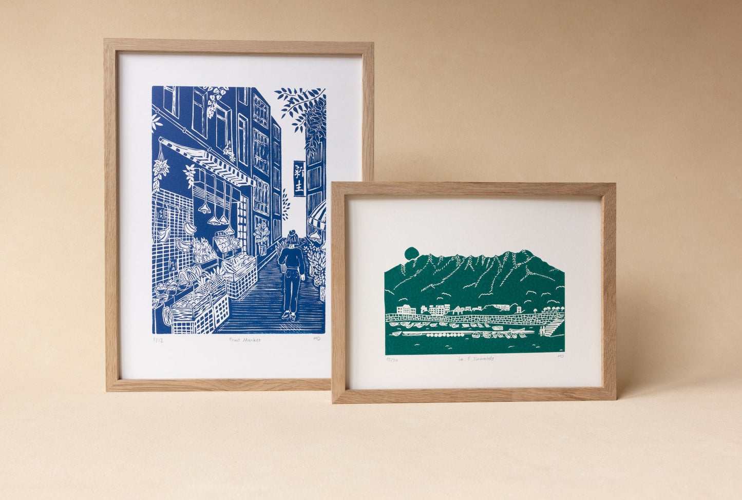 Les 8 Immortels - Original Linoprint