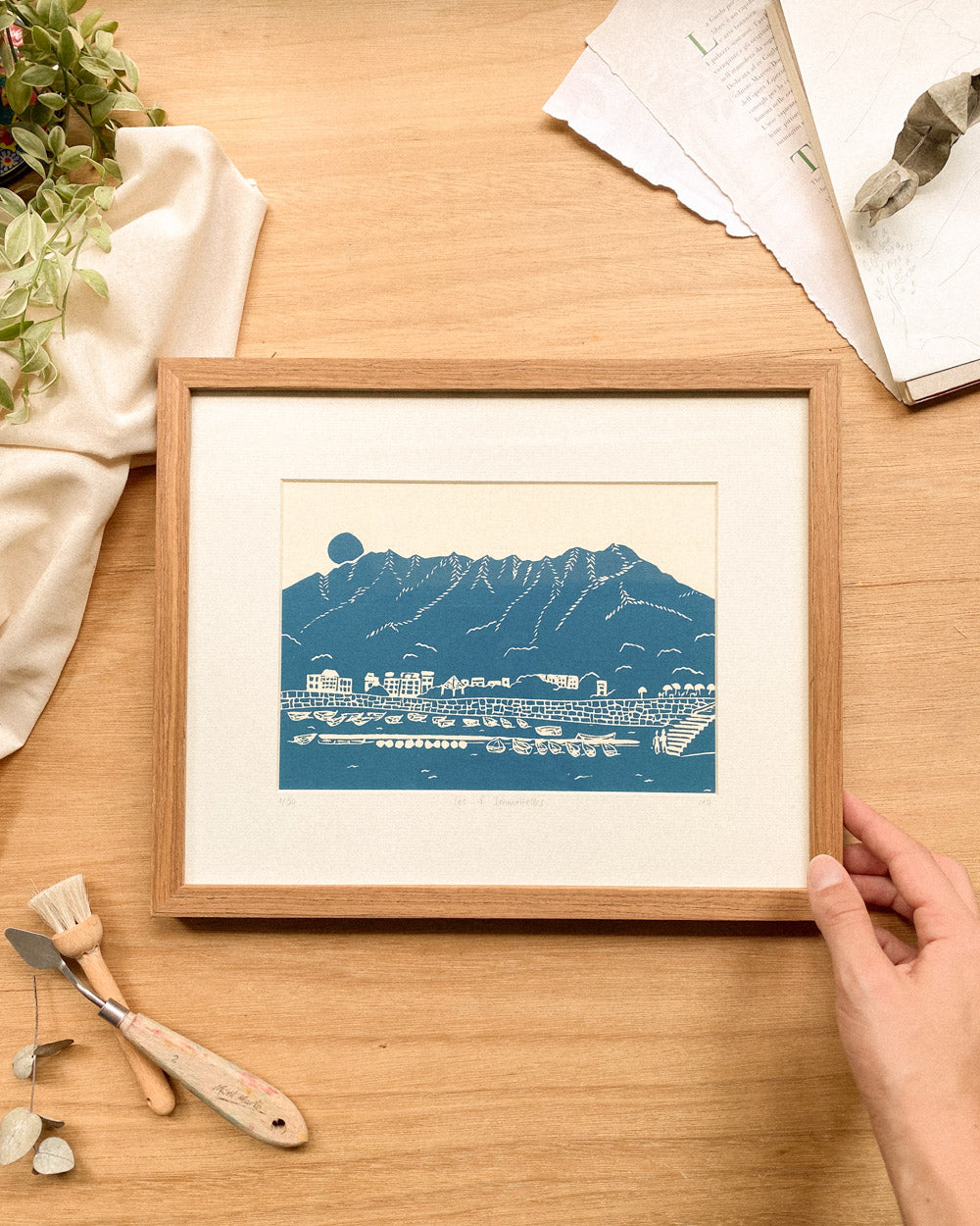 Les 8 Immortels - Original Linoprint