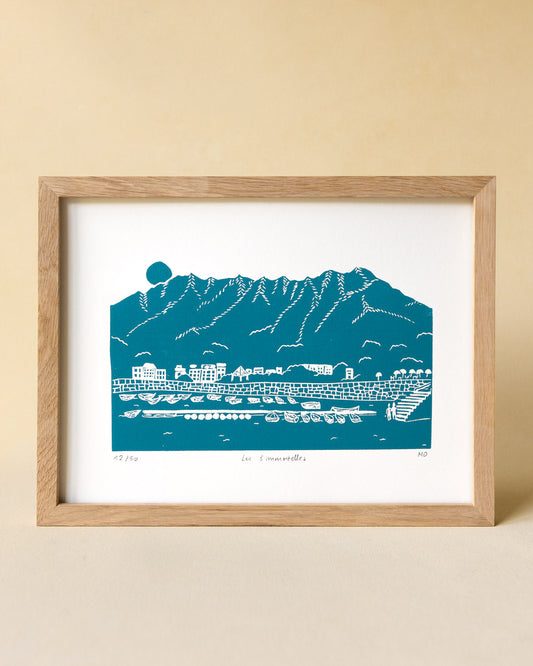 Les 8 Immortels - Original Linoprint