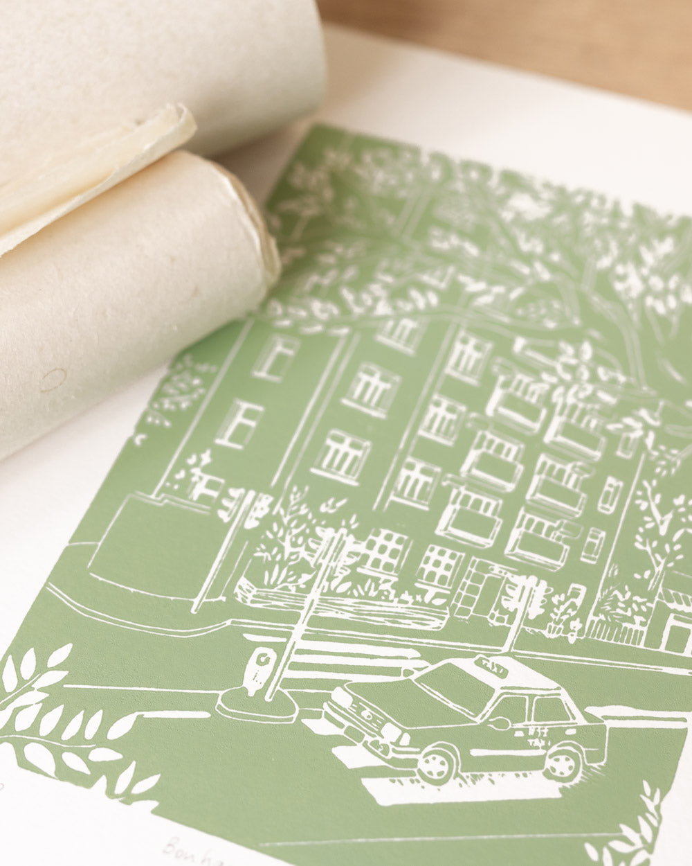 Bonham Road - Original Linoprint