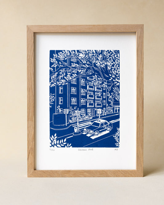 Bonham Road - Original Linoprint