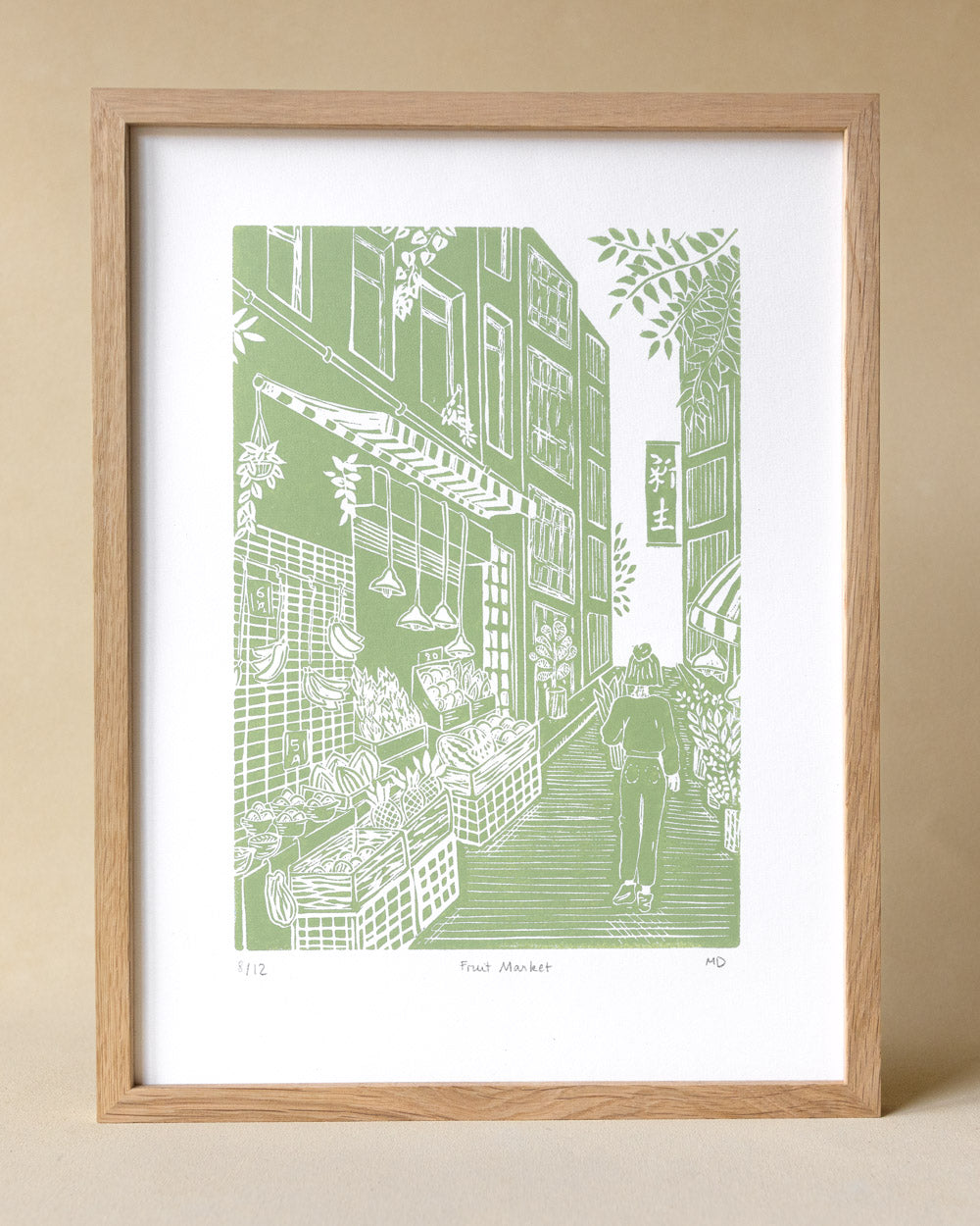Fruit Market - Original Linoprint