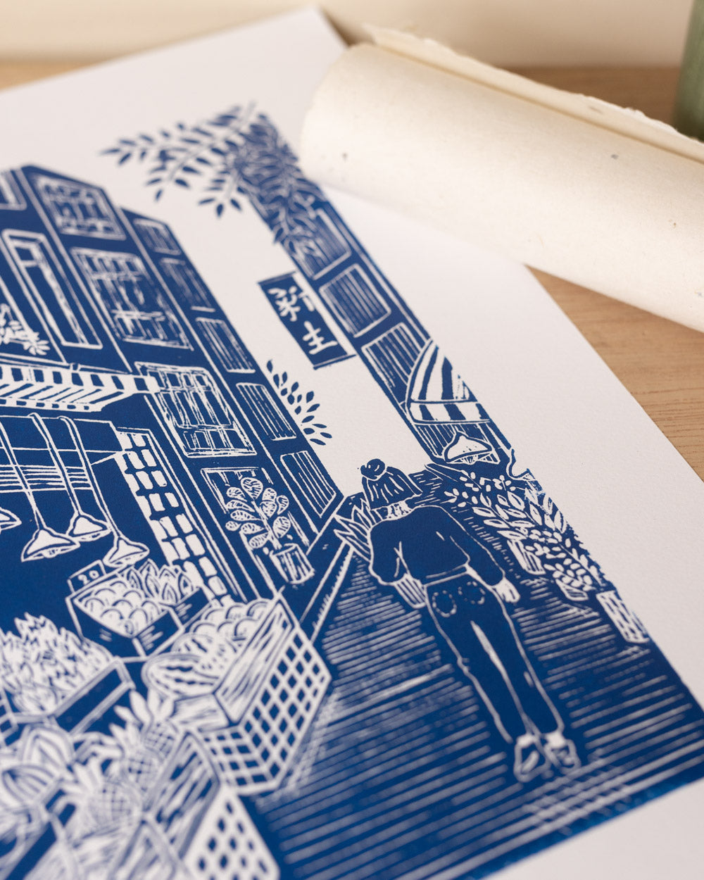 Fruit Market - Original Linoprint