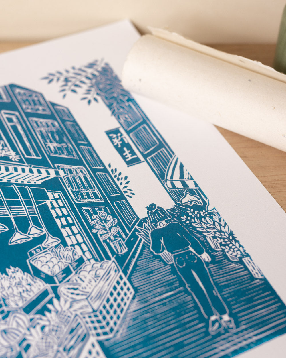 Fruit Market - Original Linoprint