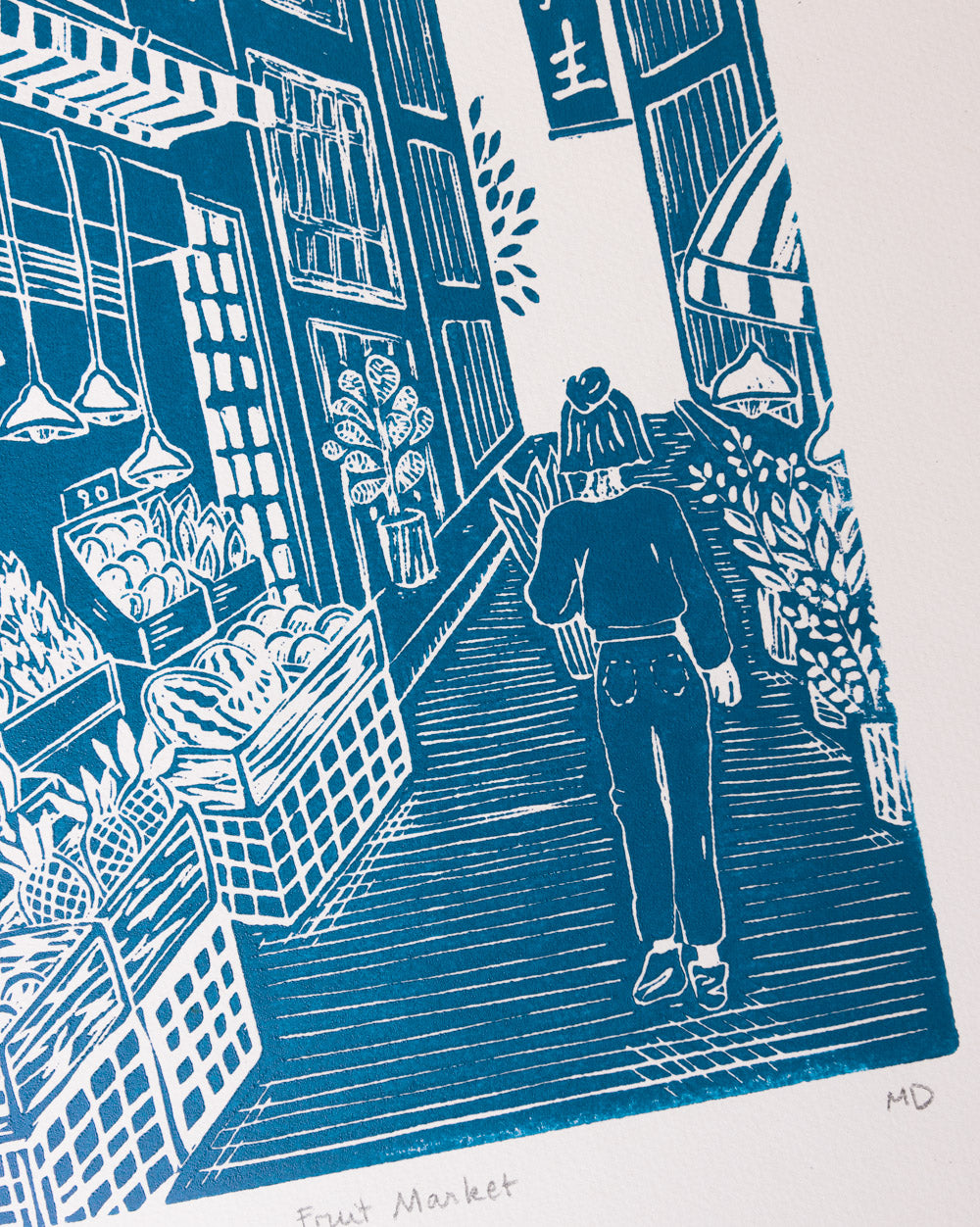 Fruit Market - Original Linoprint