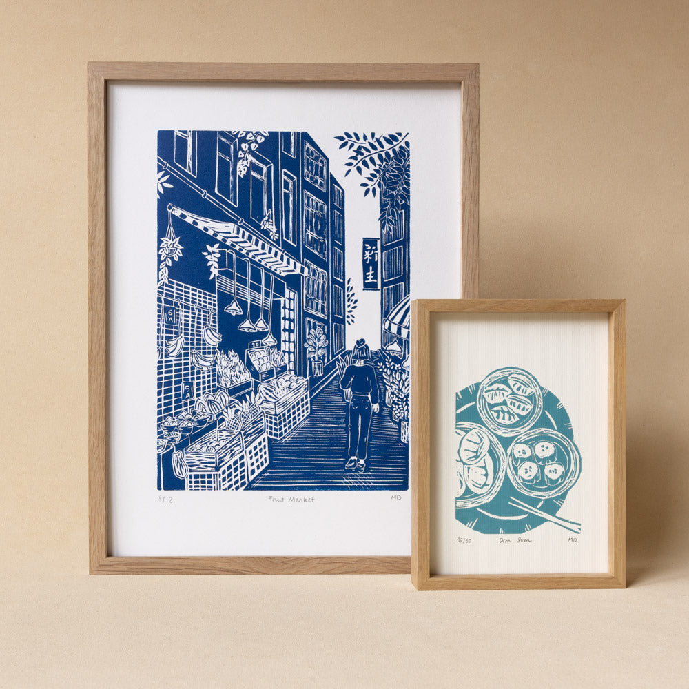 Fruit Market - Original Linoprint