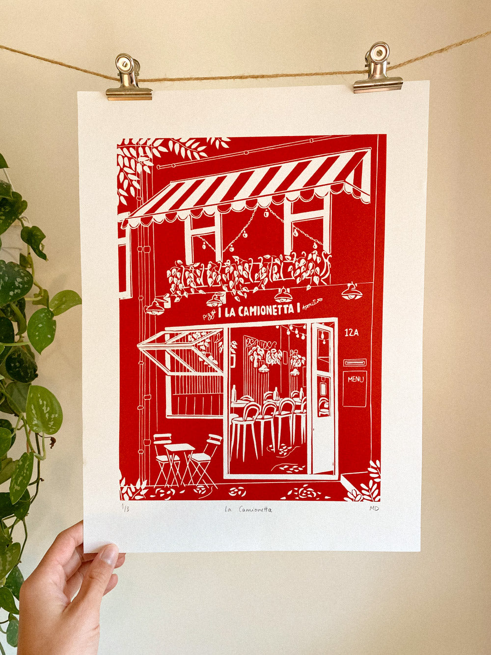 La Camionetta - Original Linoprint
