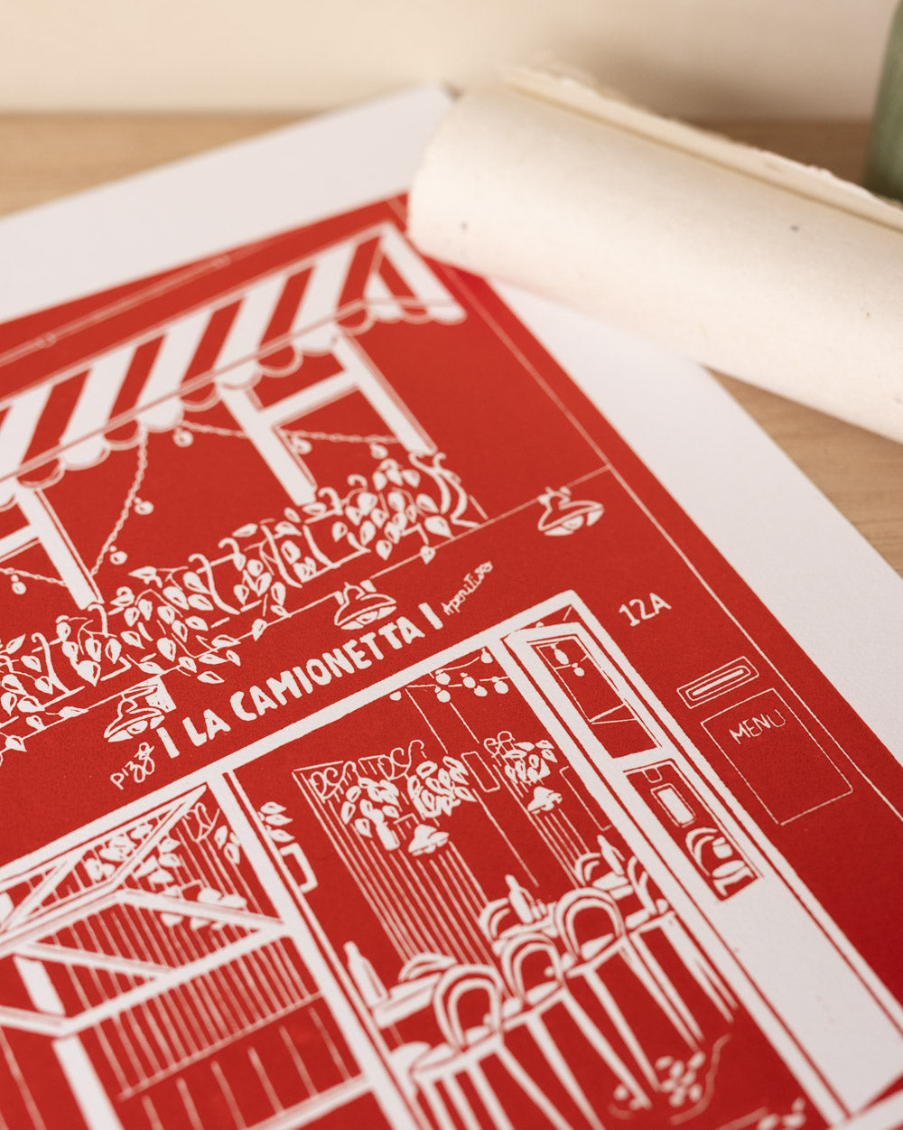 La Camionetta - Original Linoprint