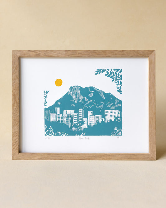 Lion Rock - Original Linoprint