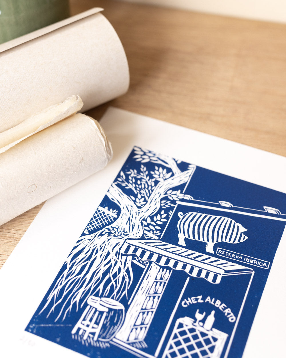 Reserva Iberica - Original Linoprint