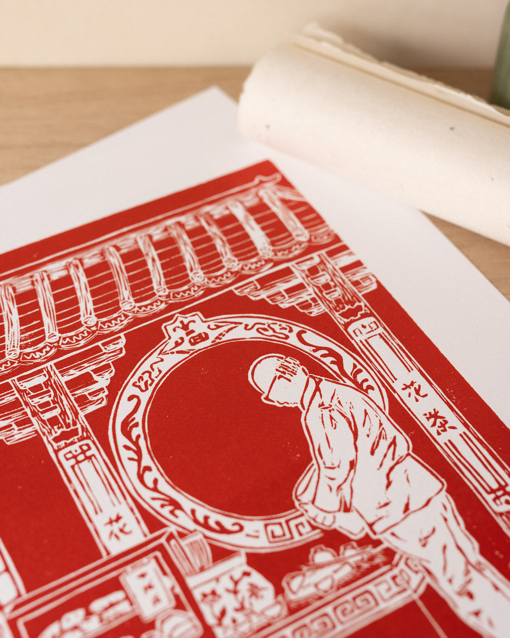 Tea Shop - Original Linoprint