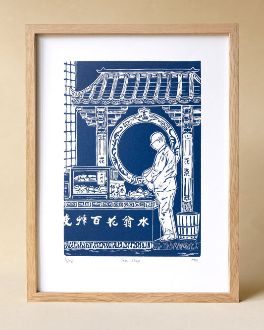 Tea Shop - Original Linoprint