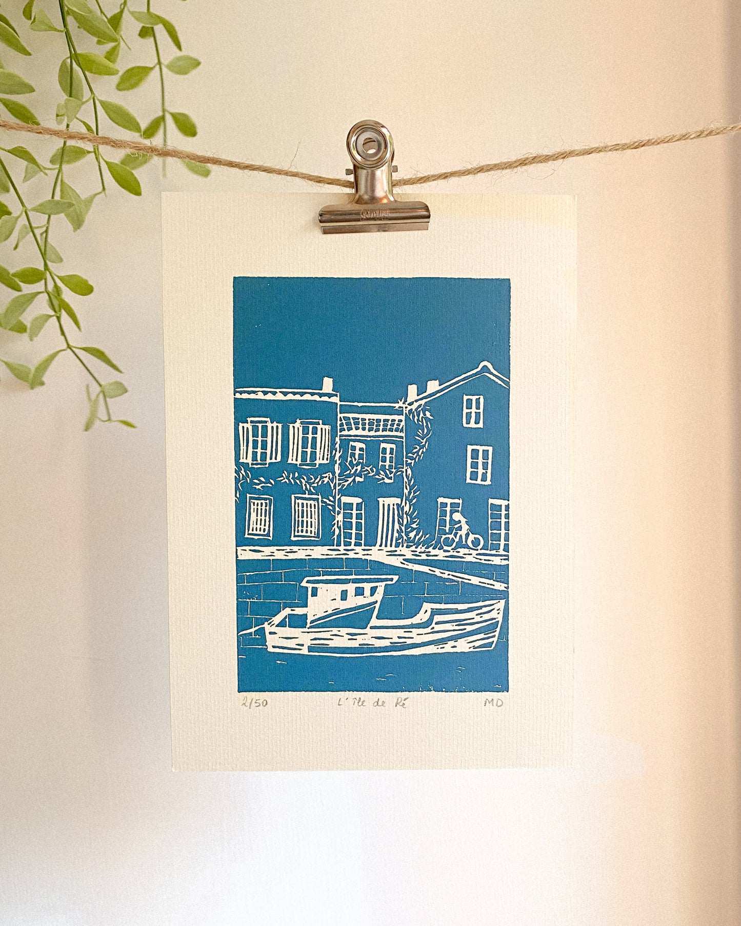 L'Île de Ré - Original Linoprint