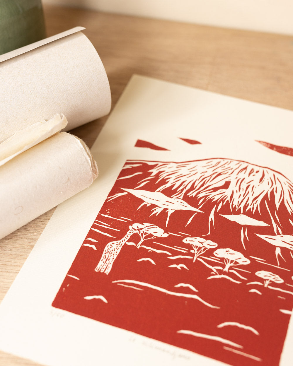 Le Kilimandjaro - Original Linoprint