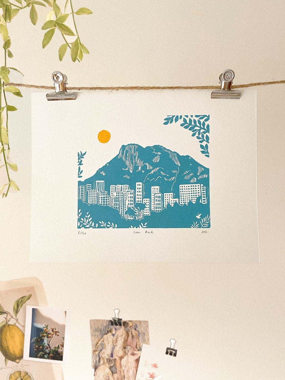 Lion Rock - Original Linoprint