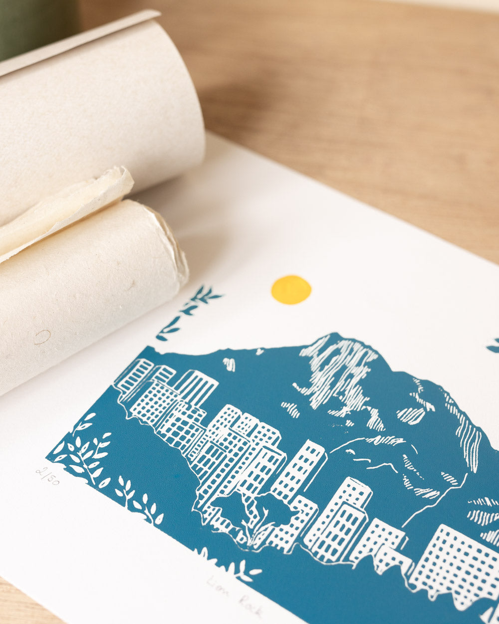 Lion Rock - Original Linoprint