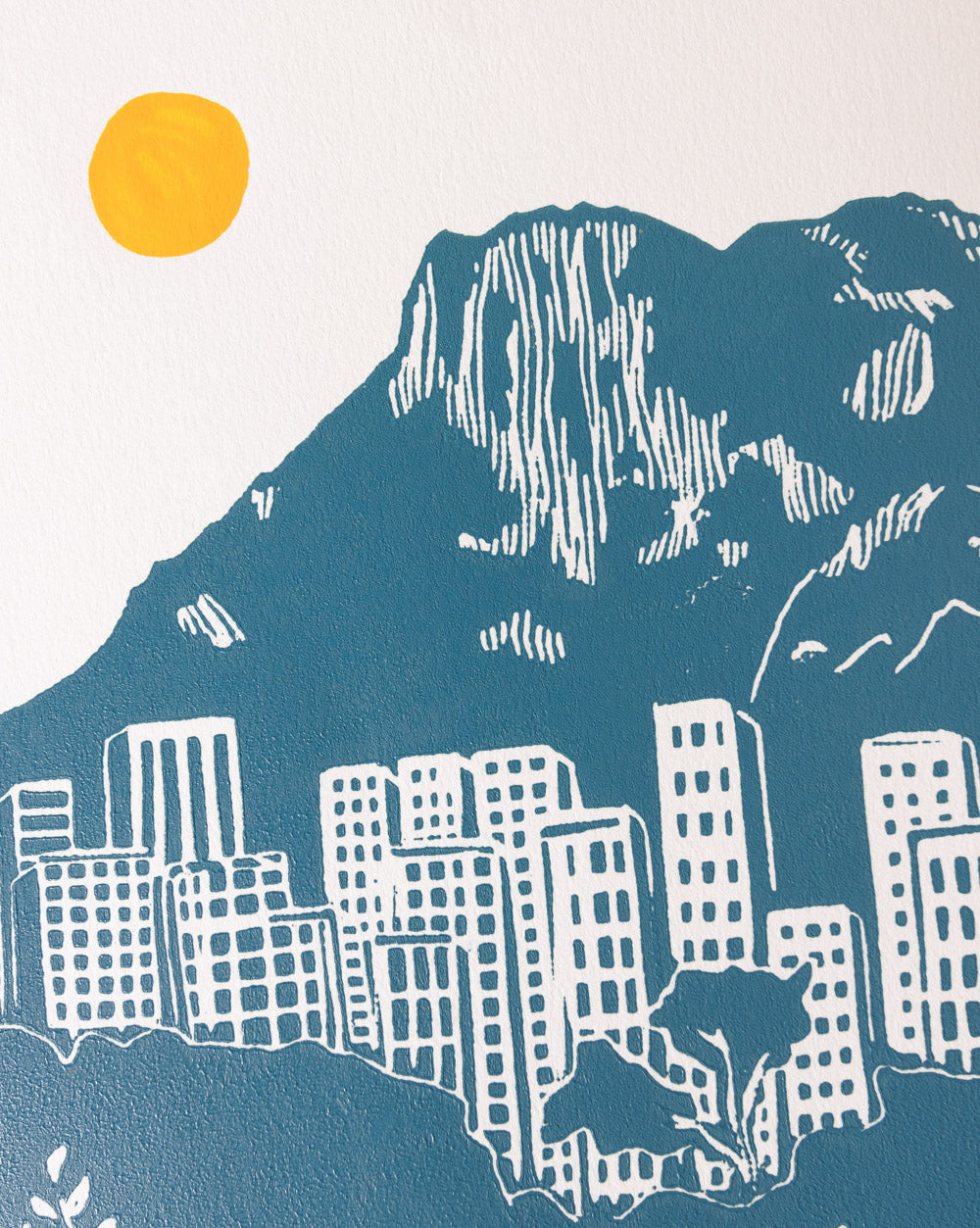 Lion Rock - Original Linoprint