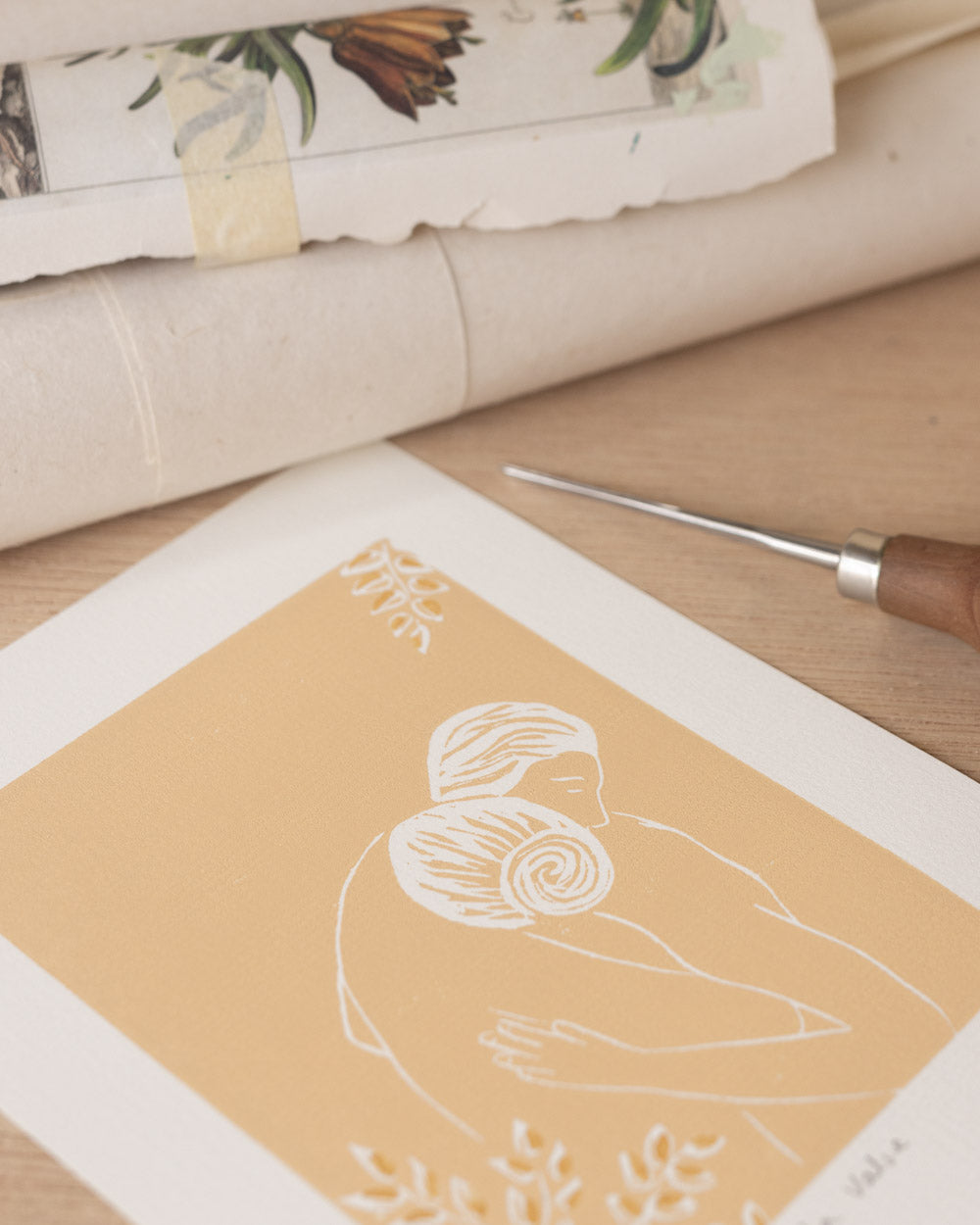 La Valse Small - Original Linoprint