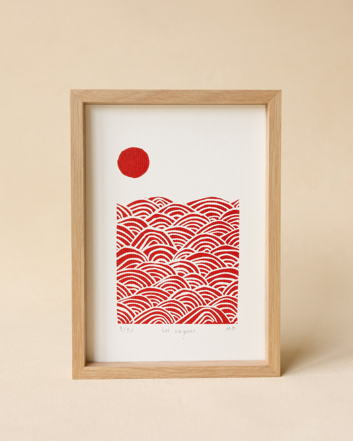 Les vagues - Original Linoprint