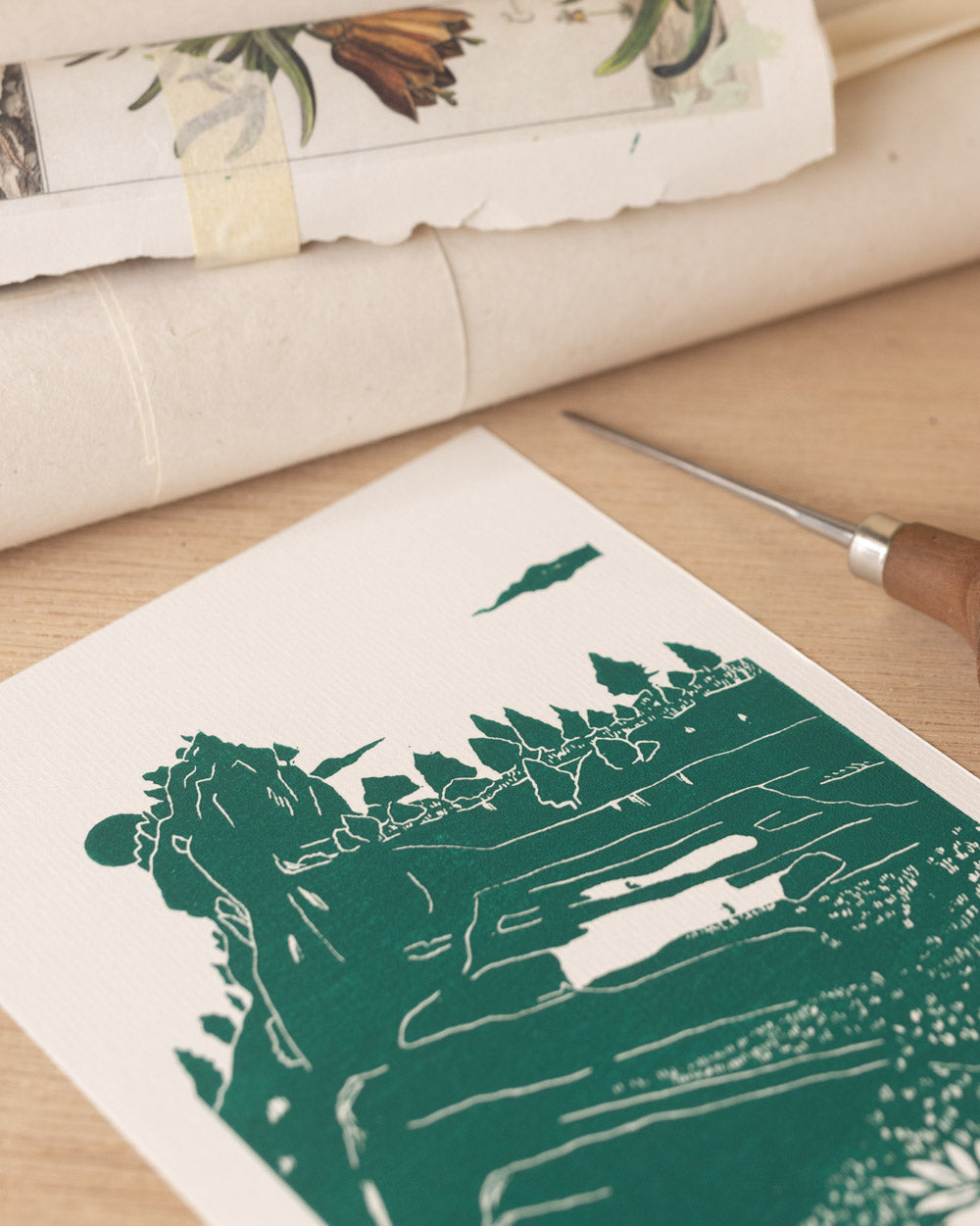 La Tour Isabelle - Original Linoprint