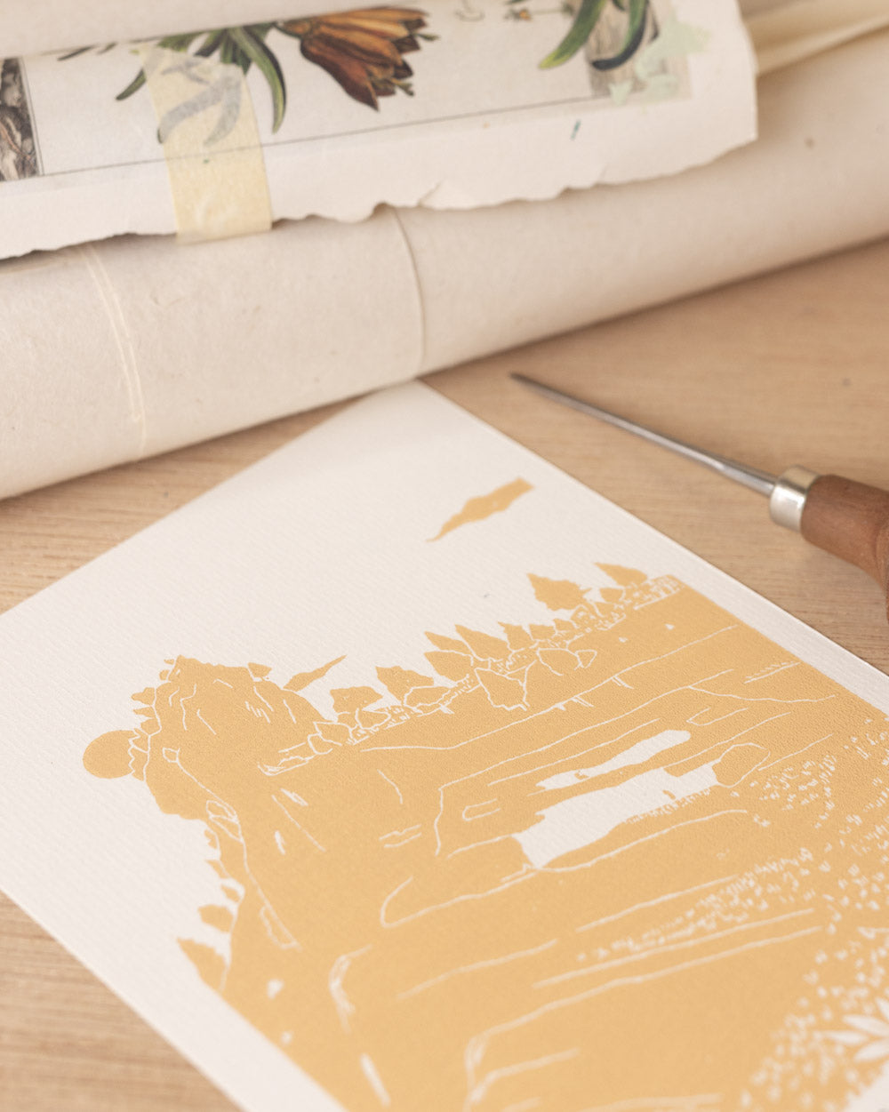 La Tour Isabelle - Original Linoprint