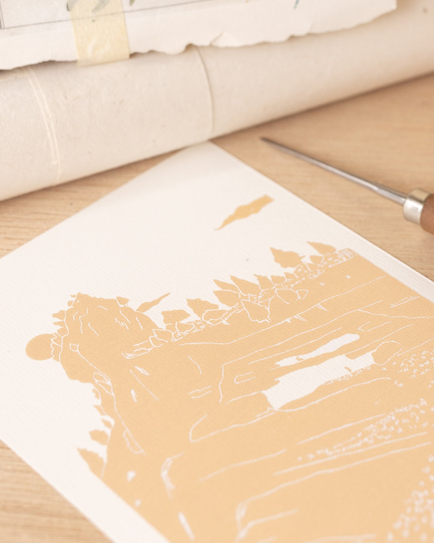 La Tour Isabelle - Original Linoprint