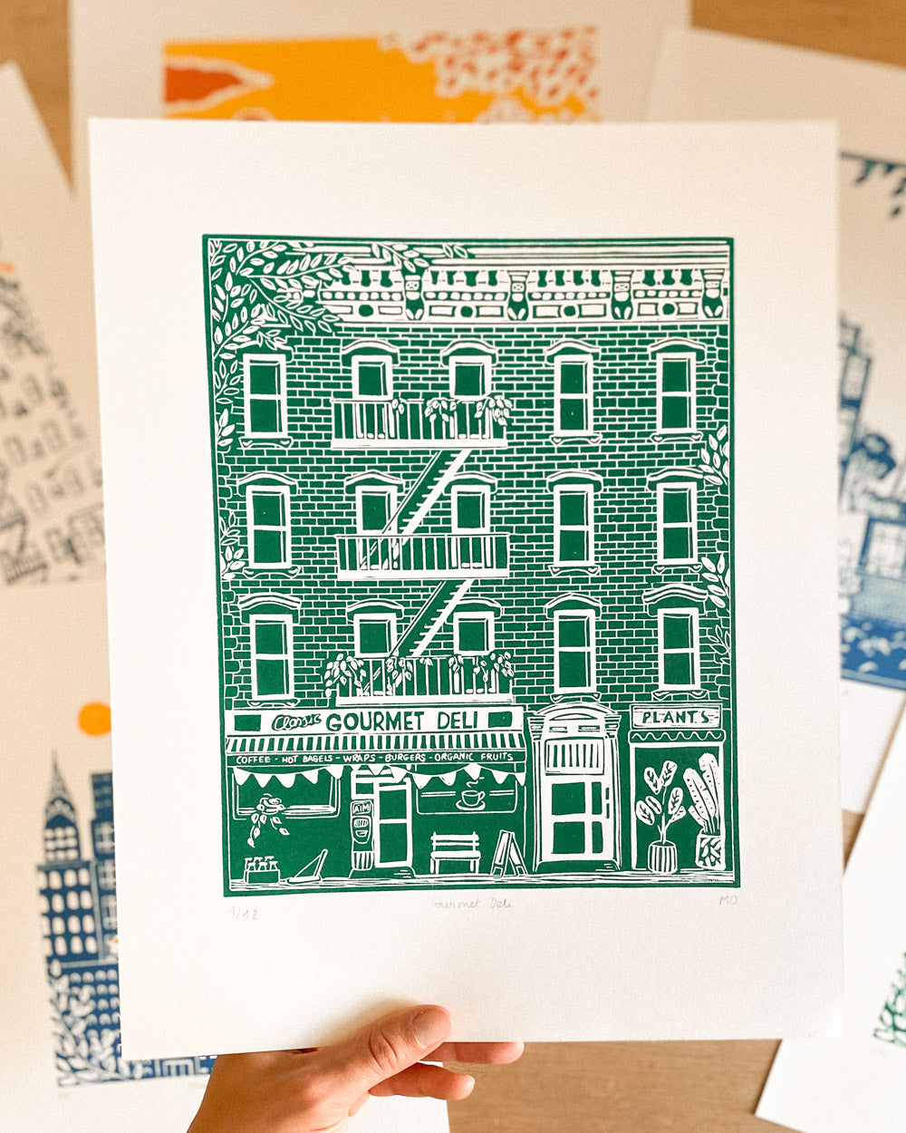 Gourmet Deli - Original Linoprint