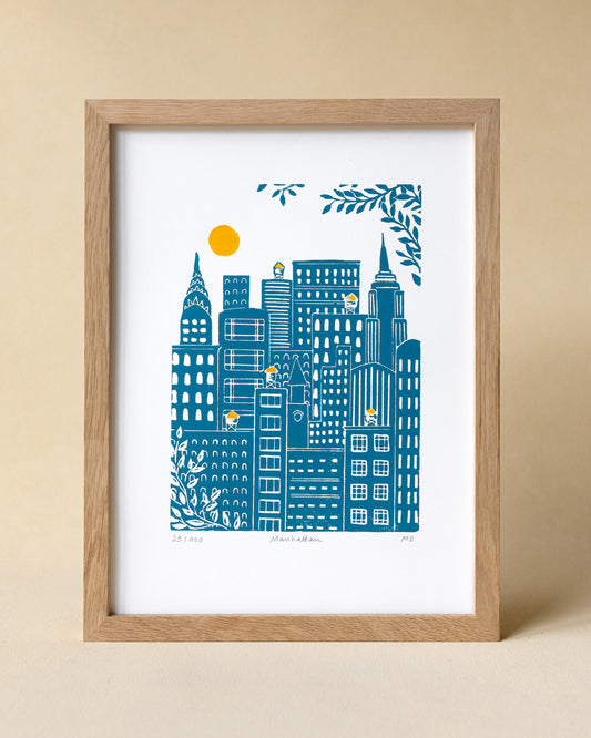Manhattan - Original Linoprint
