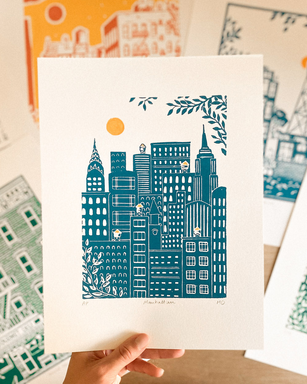 Manhattan - Original Linoprint
