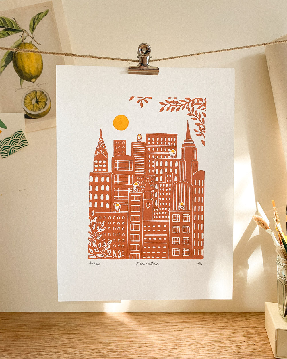 Manhattan - Original Linoprint