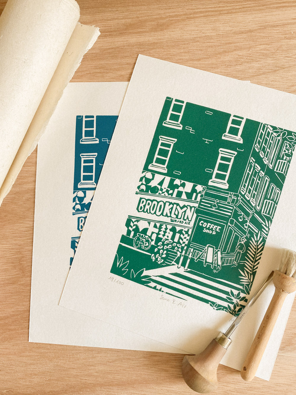 Sun & Air - Original Linoprint