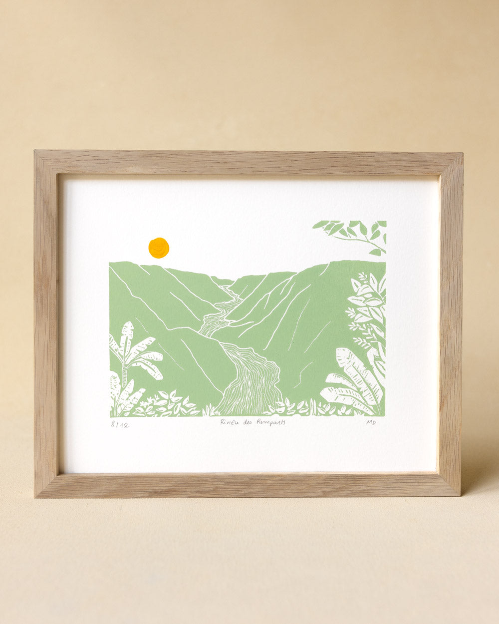 Rivière des Remparts - Original Linoprint