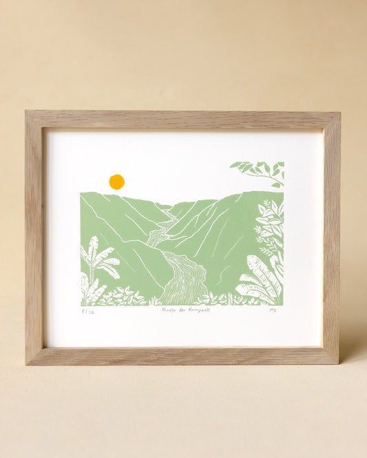 Rivière des Remparts - Original Linoprint