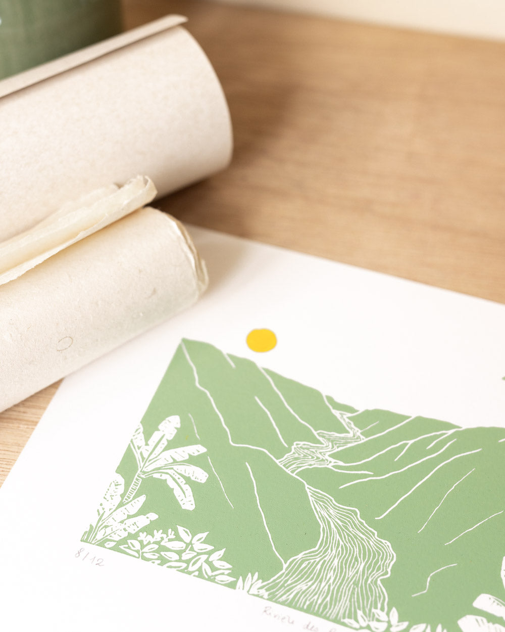 Rivière des Remparts - Original Linoprint