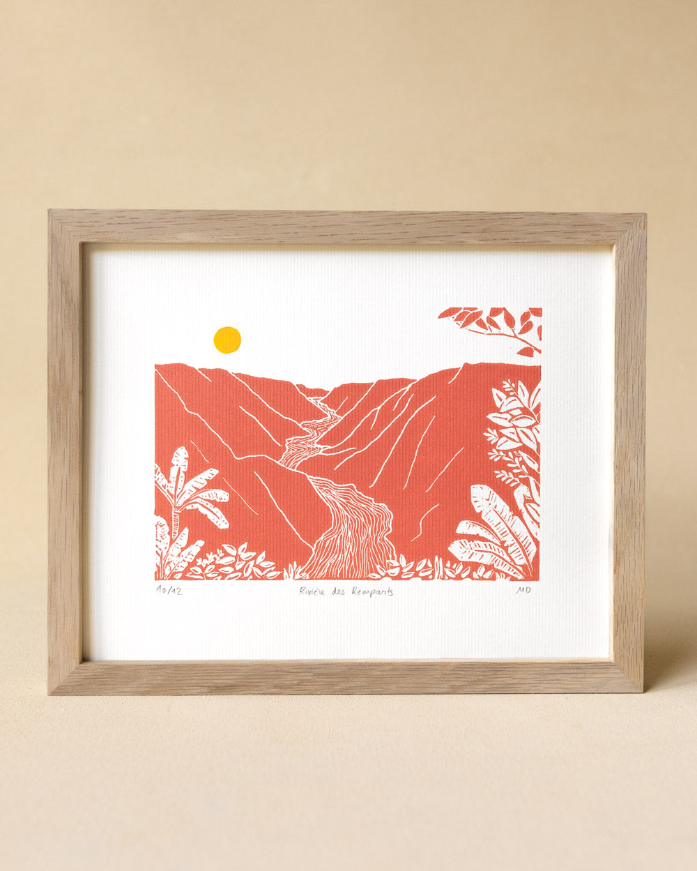 Rivière des Remparts - Original Linoprint