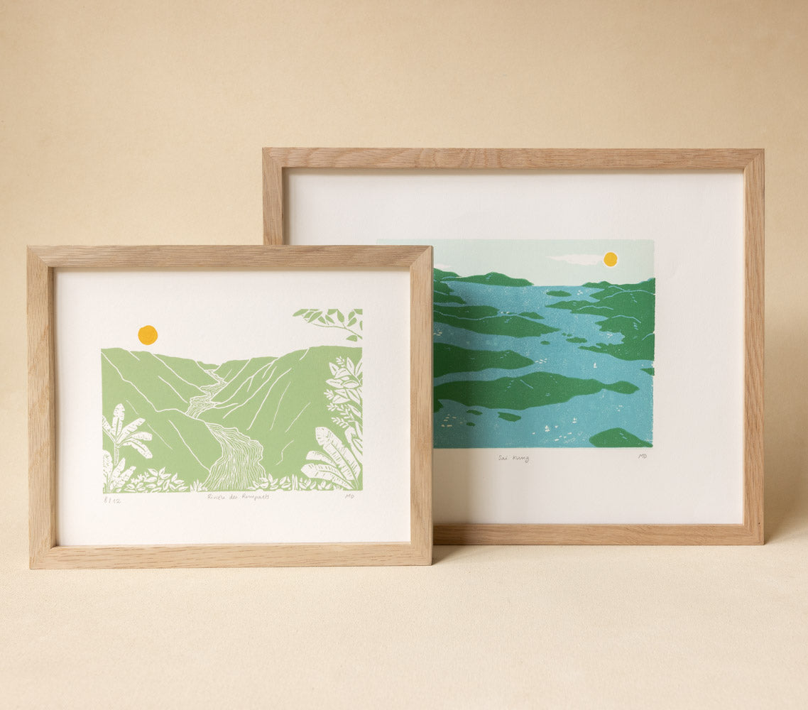 Rivière des Remparts - Original Linoprint