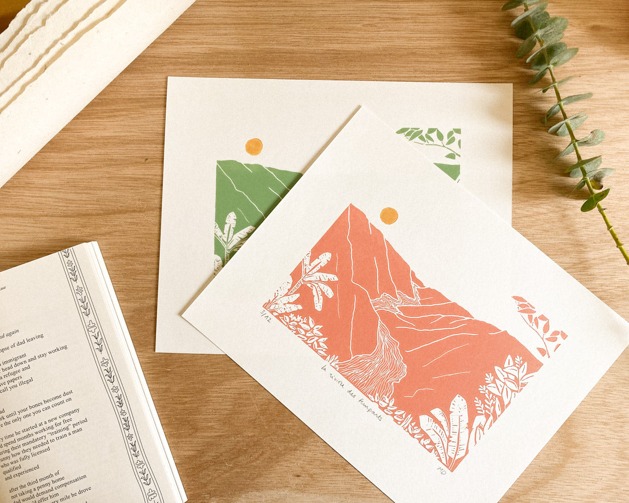 Rivière des Remparts - Original Linoprint