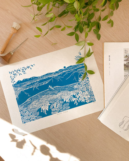 Lamma Island - Original Linoprint