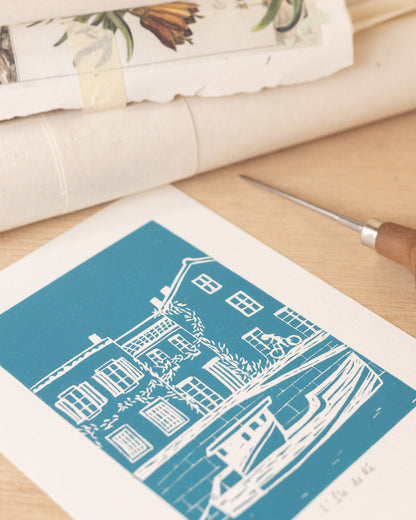 L'Île de Ré - Original Linoprint