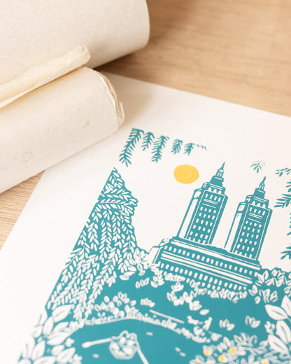 Central Park - Original Linoprint