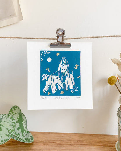 The dogwalker - Original Linoprint