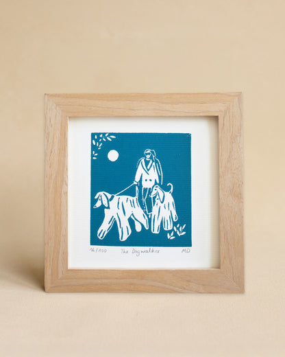 The dogwalker - Original Linoprint