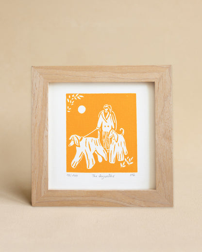 The dogwalker - Original Linoprint