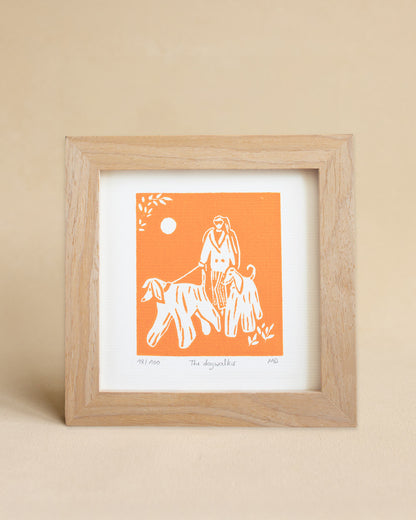 The dogwalker - Original Linoprint