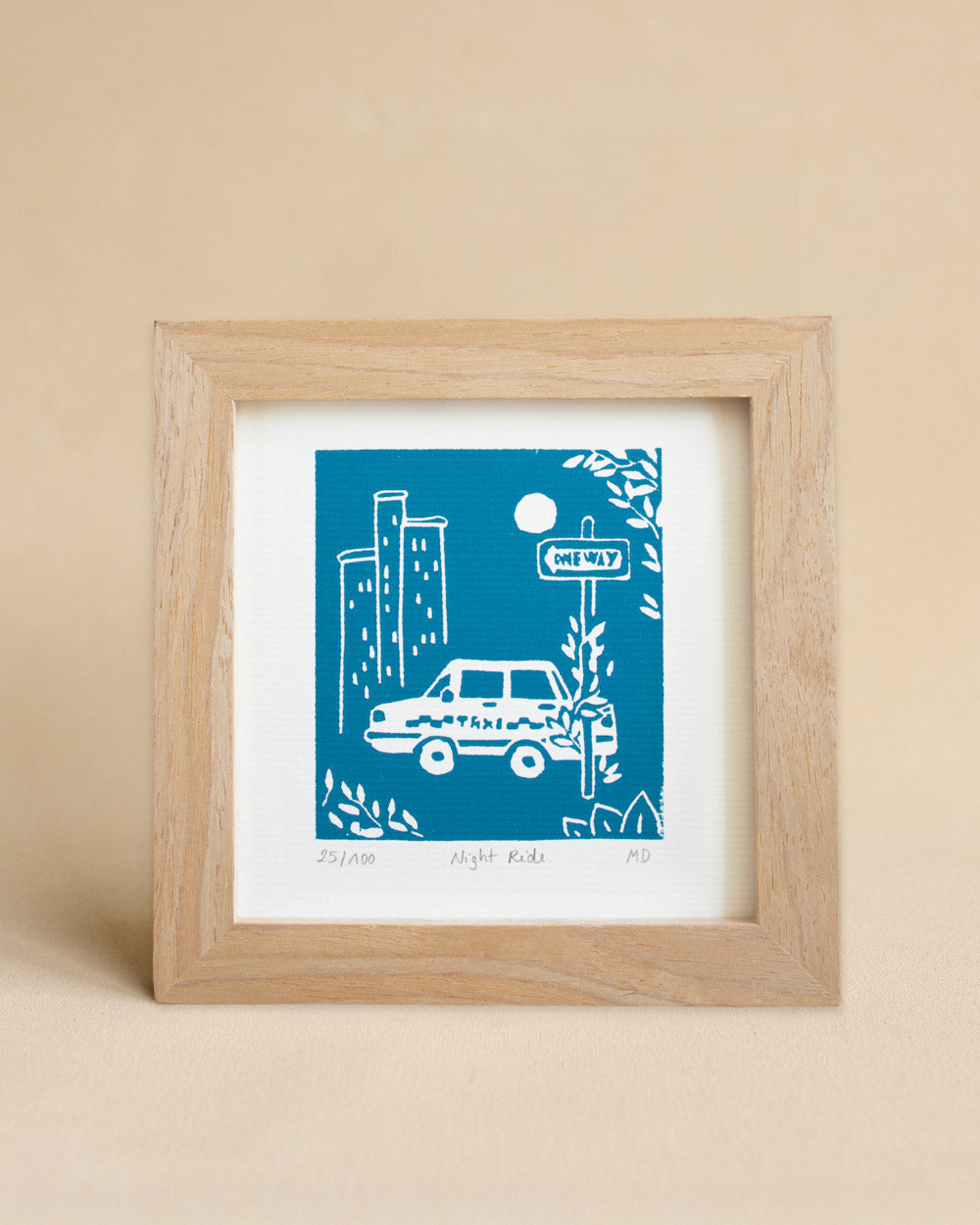 Night Ride - Original Linoprint